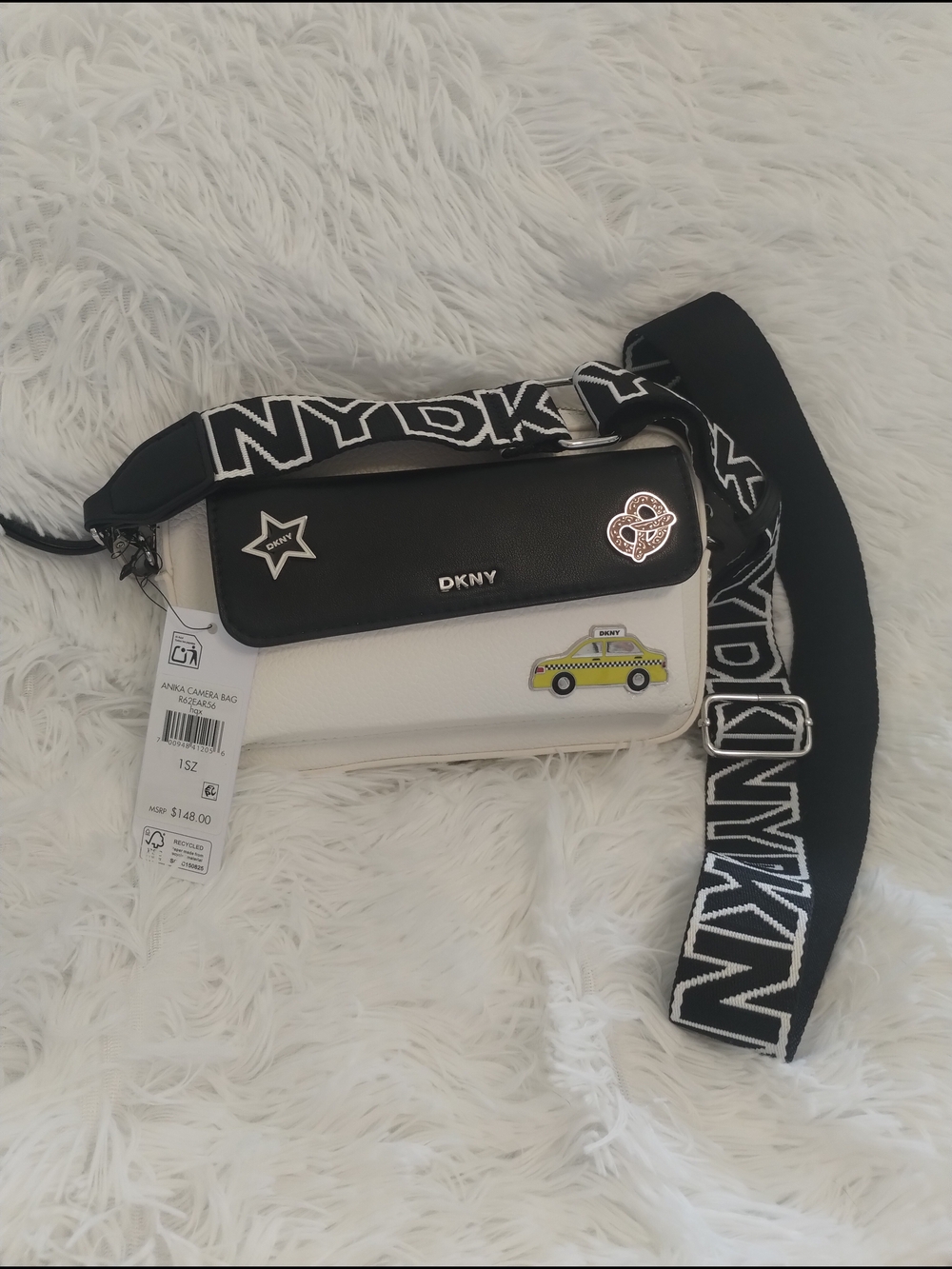 DKNY Black and White Kids Crossbody with Branded Strap